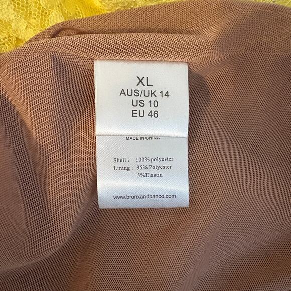 Bronx And Banco Bridget Yellow Midi Dress Ruffle US 10 Extra Large NWT Lace - Picture 9 of 12